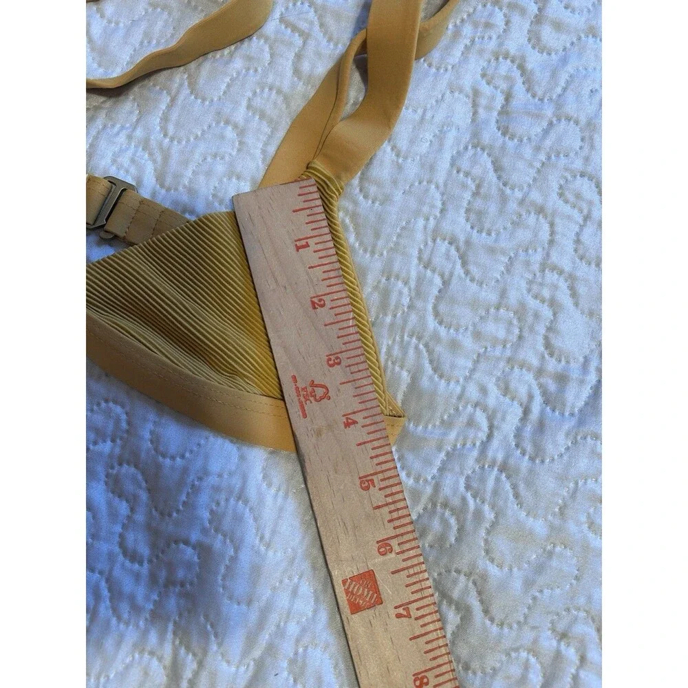 Fred Segal x Vitamin A XS Ribbed Triangle Bikini Top Mustard Gold Coastal Boho